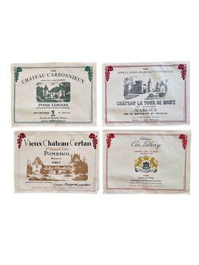 Torchons & Bouchons French Wine Label Themed Set Of 4 Placemats New